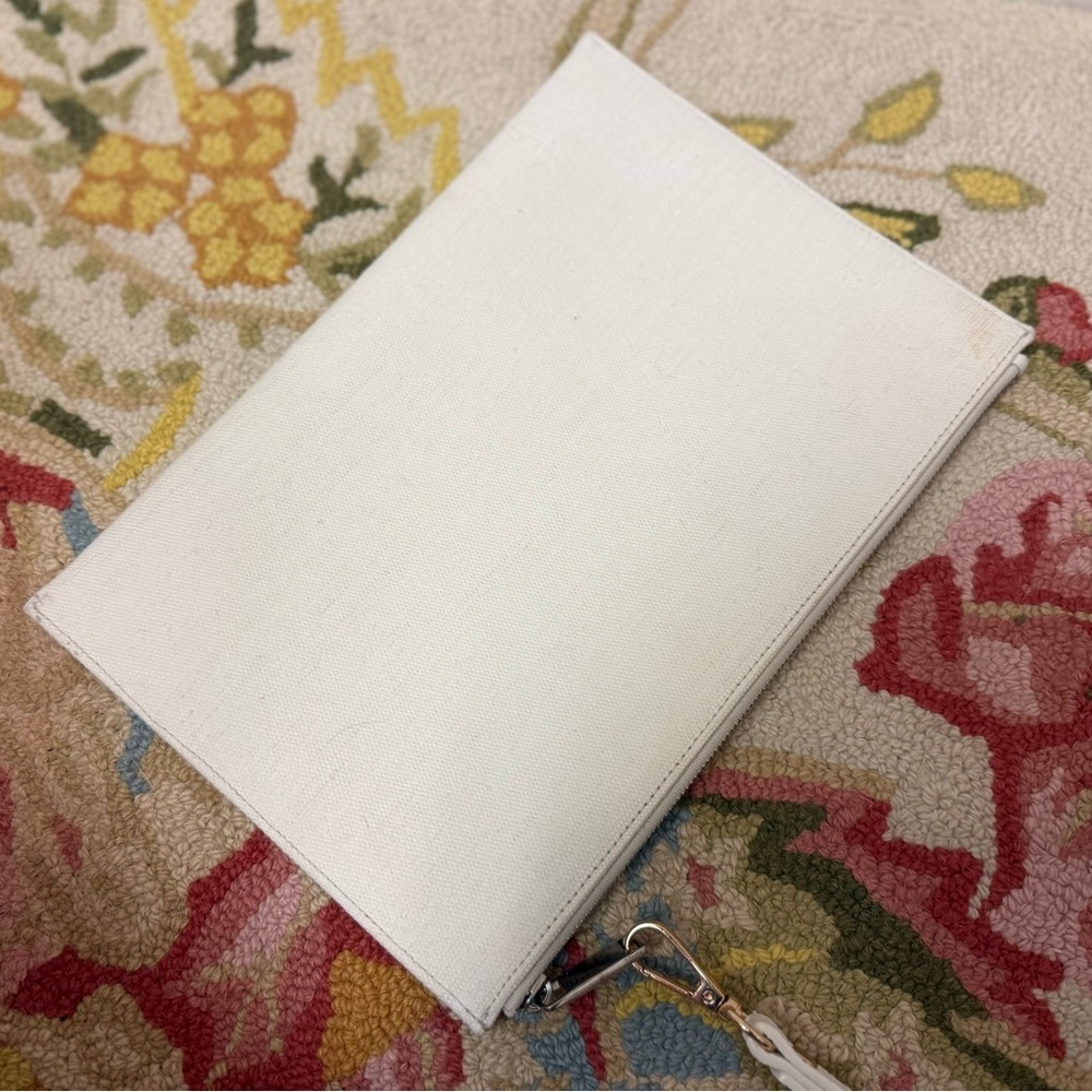 CHRISTIAN DIOR Never Worn Limited Edition White Floral Print Canvas Wristlet - Picture 9 of 16